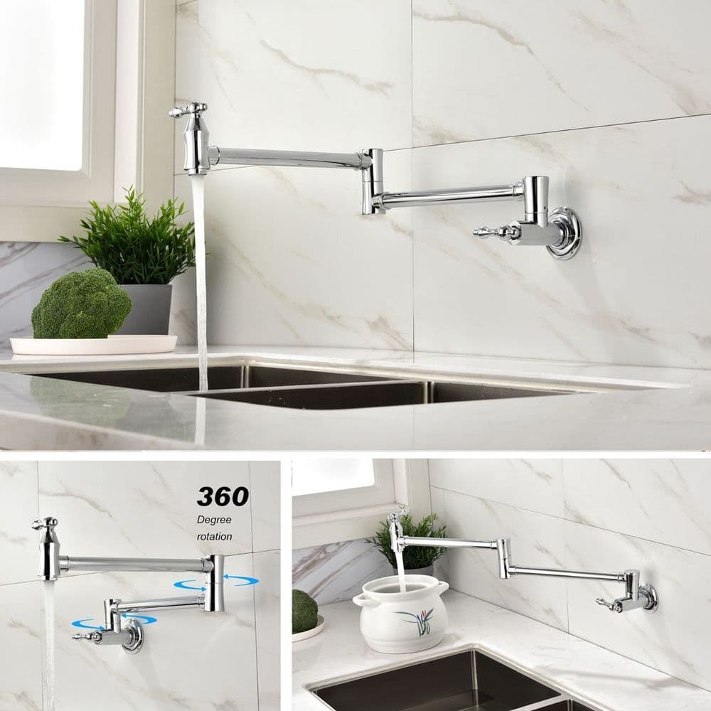 image-Folding faucet Pot Filler Faucet Wall Mount