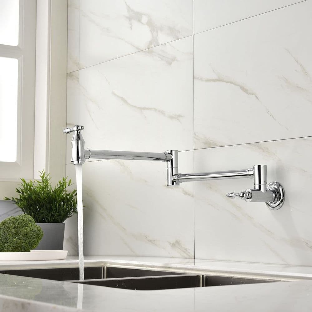 image-Folding faucet Pot Filler Faucet Wall Mount