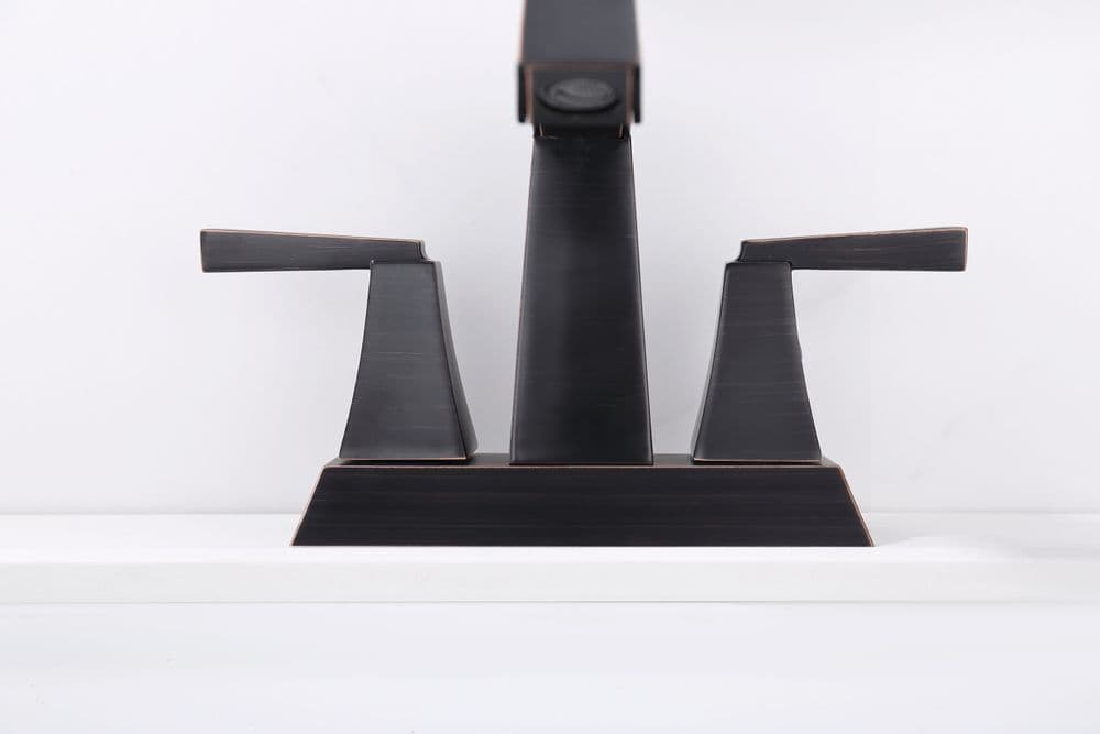 image-2-Handle Bathroom Sink Faucet Oil Rubbed Bronze 4 Inches Centerset Vanity Faucet 3 Hole Bathroom Faucet with Pop Up Drain & Supply Lines Modern Commercial Bathroom Faucets Lavatory Faucet Lead-Free