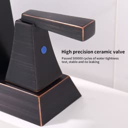 image-2-Handle Bathroom Sink Faucet Oil Rubbed Bronze 4 Inches Centerset Vanity Faucet 3 Hole Bathroom Faucet with Pop Up Drain & Supply Lines Modern Commercial Bathroom Faucets Lavatory Faucet Lead-Free