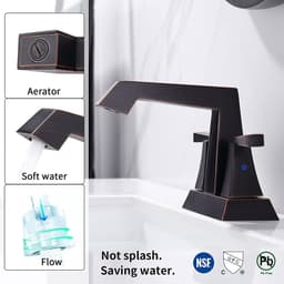 image-2-Handle Bathroom Sink Faucet Oil Rubbed Bronze 4 Inches Centerset Vanity Faucet 3 Hole Bathroom Faucet with Pop Up Drain & Supply Lines Modern Commercial Bathroom Faucets Lavatory Faucet Lead-Free