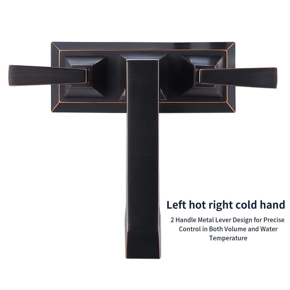 image-2-Handle Bathroom Sink Faucet Oil Rubbed Bronze 4 Inches Centerset Vanity Faucet 3 Hole Bathroom Faucet with Pop Up Drain & Supply Lines Modern Commercial Bathroom Faucets Lavatory Faucet Lead-Free