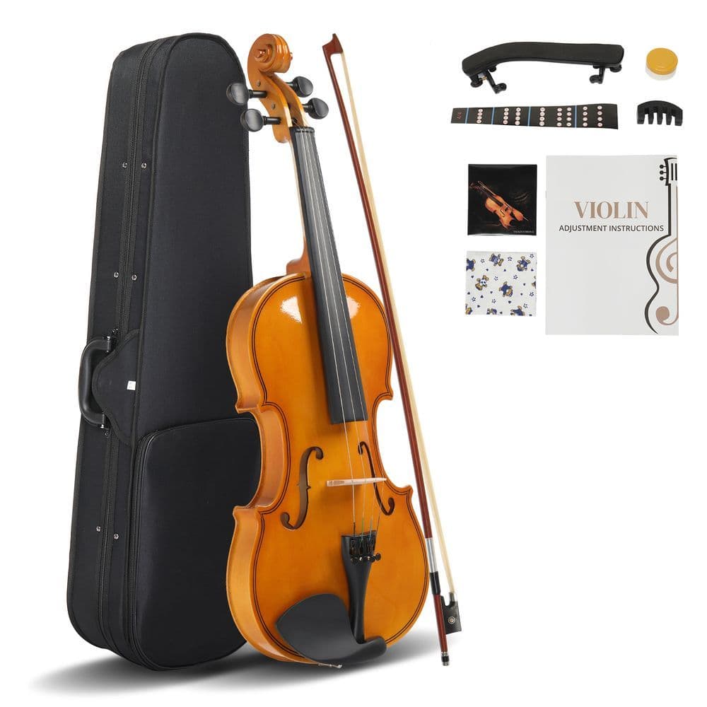 image-【Do Not Sell on AmazonFull Size 4/4 Violin Set for Adults Beginners Students with Hard Case,Violin Bow,Shoulder Rest,Rosin,Extra Strings and Sordine