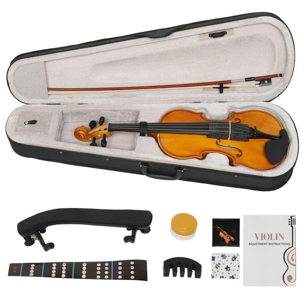 image-【Do Not Sell on AmazonFull Size 4/4 Violin Set for Adults Beginners Students with Hard Case,Violin Bow,Shoulder Rest,Rosin,Extra Strings and Sordine