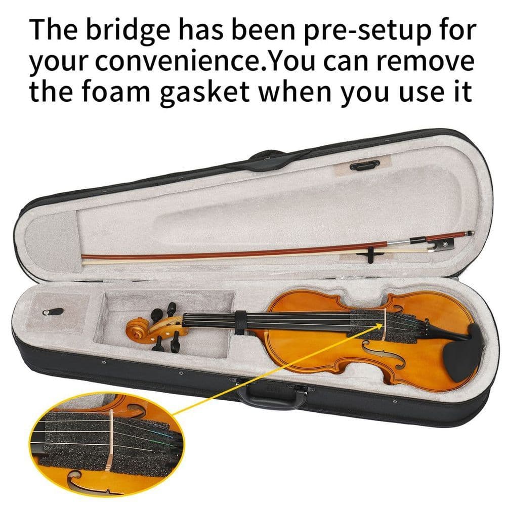 image-【Do Not Sell on AmazonFull Size 4/4 Violin Set for Adults Beginners Students with Hard Case,Violin Bow,Shoulder Rest,Rosin,Extra Strings and Sordine