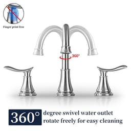 image-2-Handle 8 inch Widespread Bathroom Sink Faucet Brushed Nickel Lavatory Faucet 3 Hole 360° Swivel Spout Vanity Sink Basin Faucets with Pop Up Drain Assembly and cUPC Water Supply Hoses