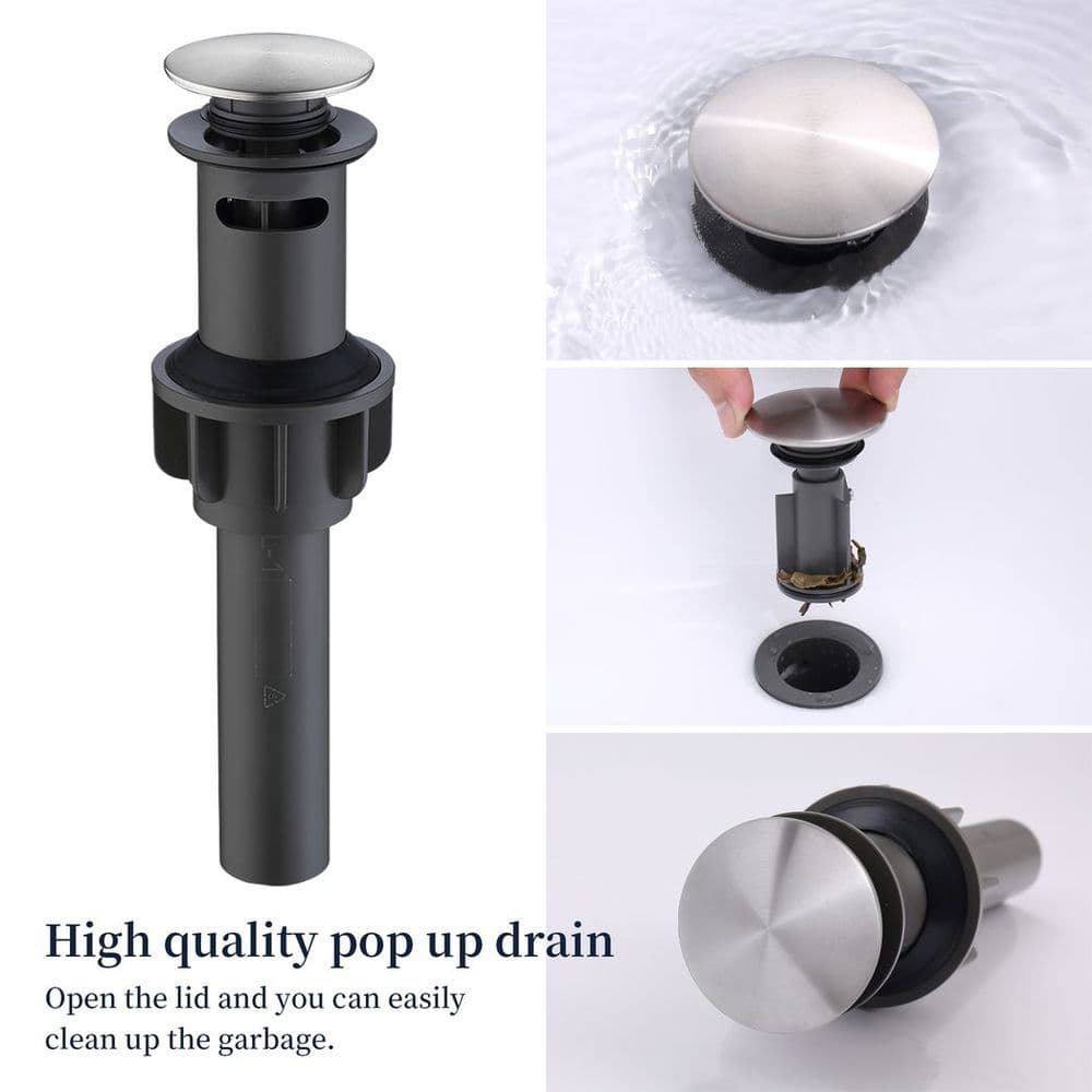 image-2-Handle 8 inch Widespread Bathroom Sink Faucet Brushed Nickel Lavatory Faucet 3 Hole 360° Swivel Spout Vanity Sink Basin Faucets with Pop Up Drain Assembly and cUPC Water Supply Hoses