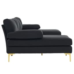 image-280*130*85 U-Shaped 4-Seat Linen Seat Frame Wooden Frame Back Iron Frame Golden Feet Indoor Modular Sofa Black
