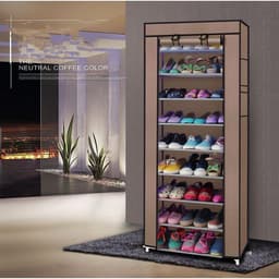 image-Fashionable Room-saving 9 Lattices Non-woven Fabric Shoe Rack Coffee
