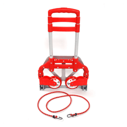 image-Portable Aluminium Cart Folding Dolly Push Truck Hand Collapsible Trolley Luggage Red