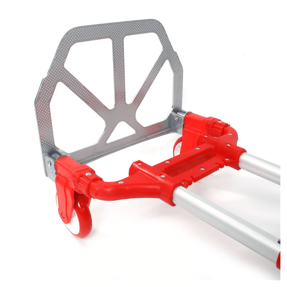 image-Portable Aluminium Cart Folding Dolly Push Truck Hand Collapsible Trolley Luggage Red
