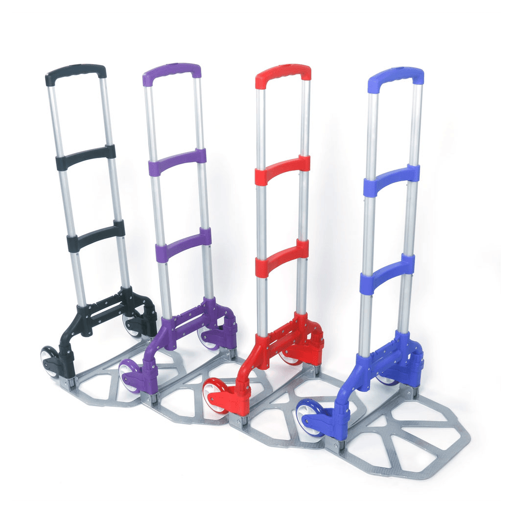 image-Portable Aluminium Cart Folding Dolly Push Truck Hand Collapsible Trolley Luggage Red