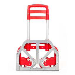 image-Portable Aluminium Cart Folding Dolly Push Truck Hand Collapsible Trolley Luggage Red