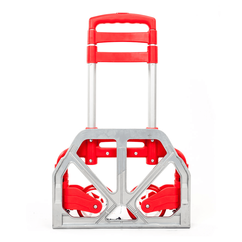 image-Portable Aluminium Cart Folding Dolly Push Truck Hand Collapsible Trolley Luggage Red