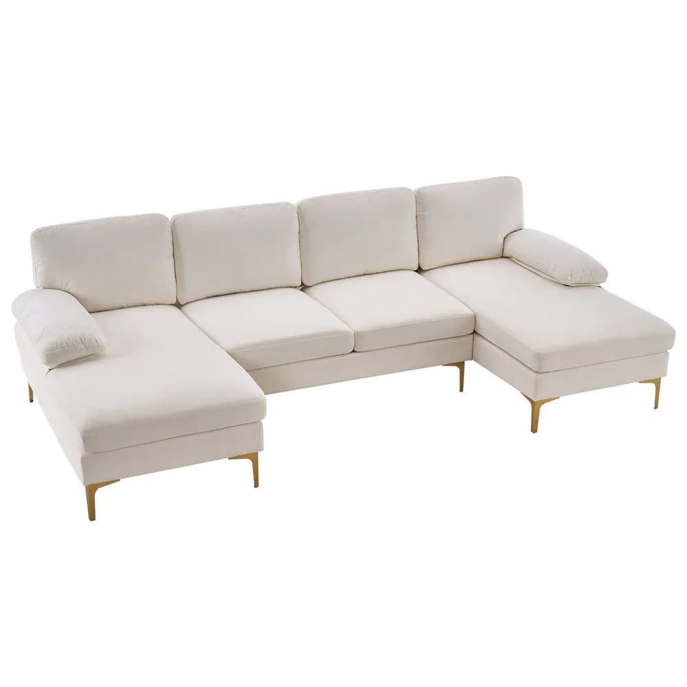 image-U-Shaped 4-Seat Indoor Modular Sofa Creamy-White
