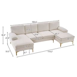 image-U-Shaped 4-Seat Indoor Modular Sofa Creamy-White