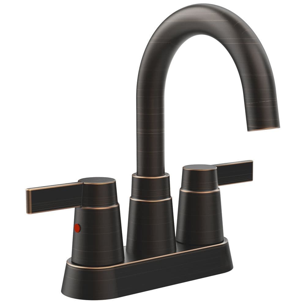 image-Bathroom Faucet Oil Rubbed Bronze 2-Handle Bathroom Sink Faucet 360 Degree High Arc Swivel Spout Centerset 4 Inch Vanity Faucet Bathroom Faucet 3 Holes Lavatory Faucet