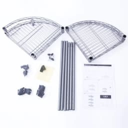image-XM-243S Fan-shaped Carbon Steel Metal Assembly 4-Tier Storage Rack Silver Gray