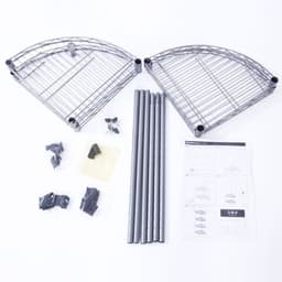 image-XM-243S Fan-shaped Carbon Steel Metal Assembly 4-Tier Storage Rack Silver Gray