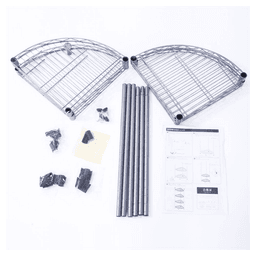 image-XM-243S Fan-shaped Carbon Steel Metal Assembly 4-Tier Storage Rack Silver Gray