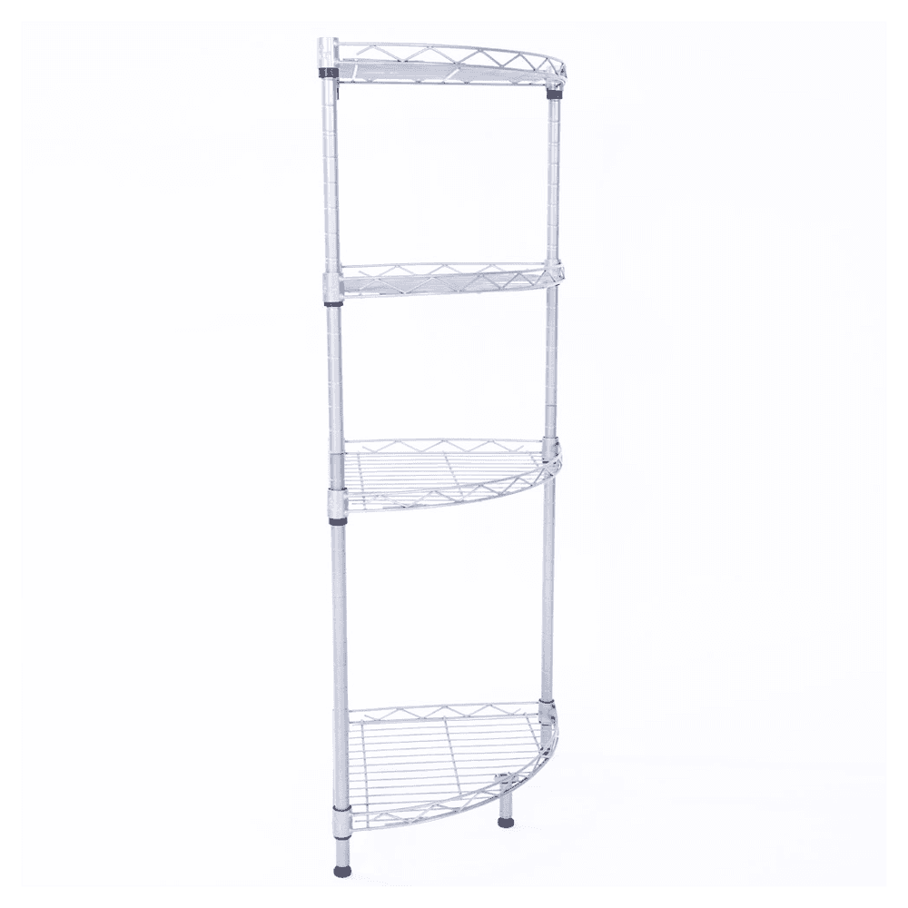 image-XM-243S Fan-shaped Carbon Steel Metal Assembly 4-Tier Storage Rack Silver Gray