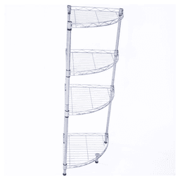 image-XM-243S Fan-shaped Carbon Steel Metal Assembly 4-Tier Storage Rack Silver Gray