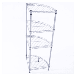 image-XM-243S Fan-shaped Carbon Steel Metal Assembly 4-Tier Storage Rack Silver Gray