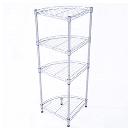 image-XM-243S Fan-shaped Carbon Steel Metal Assembly 4-Tier Storage Rack Silver Gray