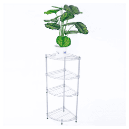 image-XM-243S Fan-shaped Carbon Steel Metal Assembly 4-Tier Storage Rack Silver Gray