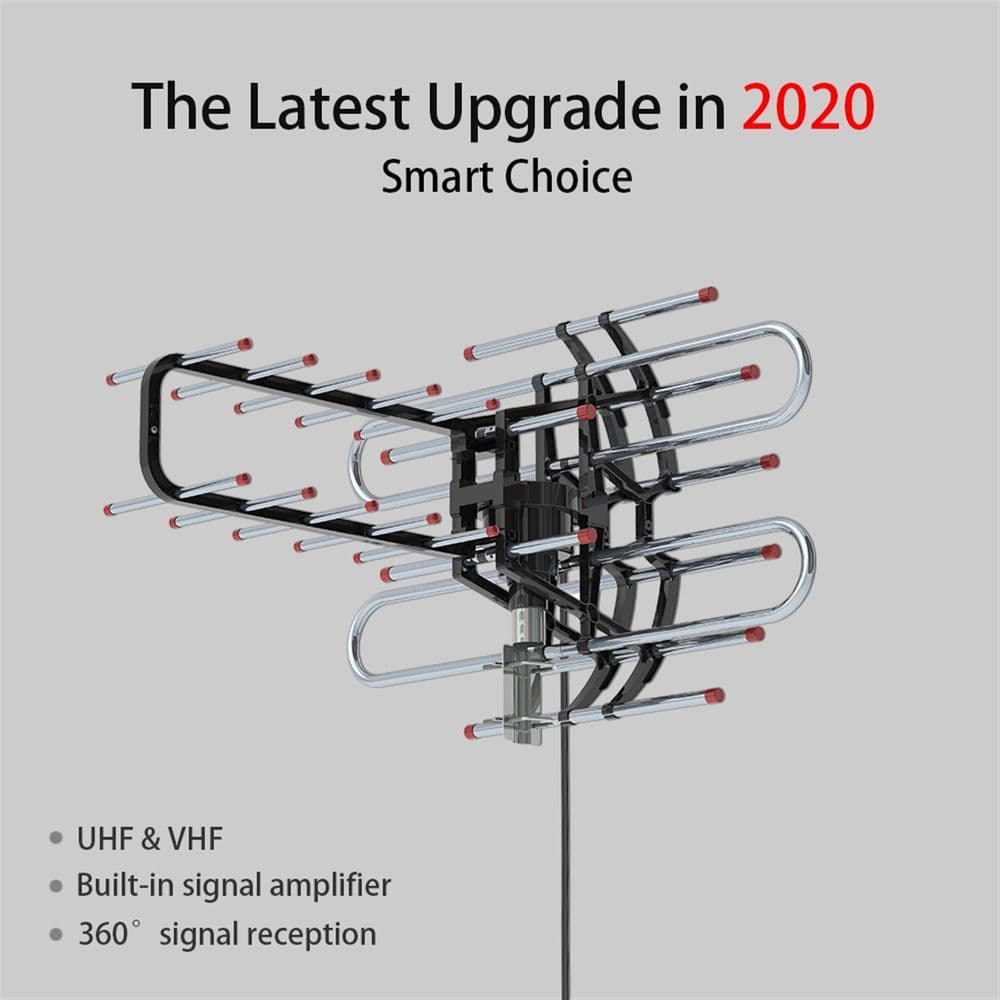 image-TA-851B 360°Rotation UV Dual Frequency 45-860MHz 22-38dB Open Antenna Silver