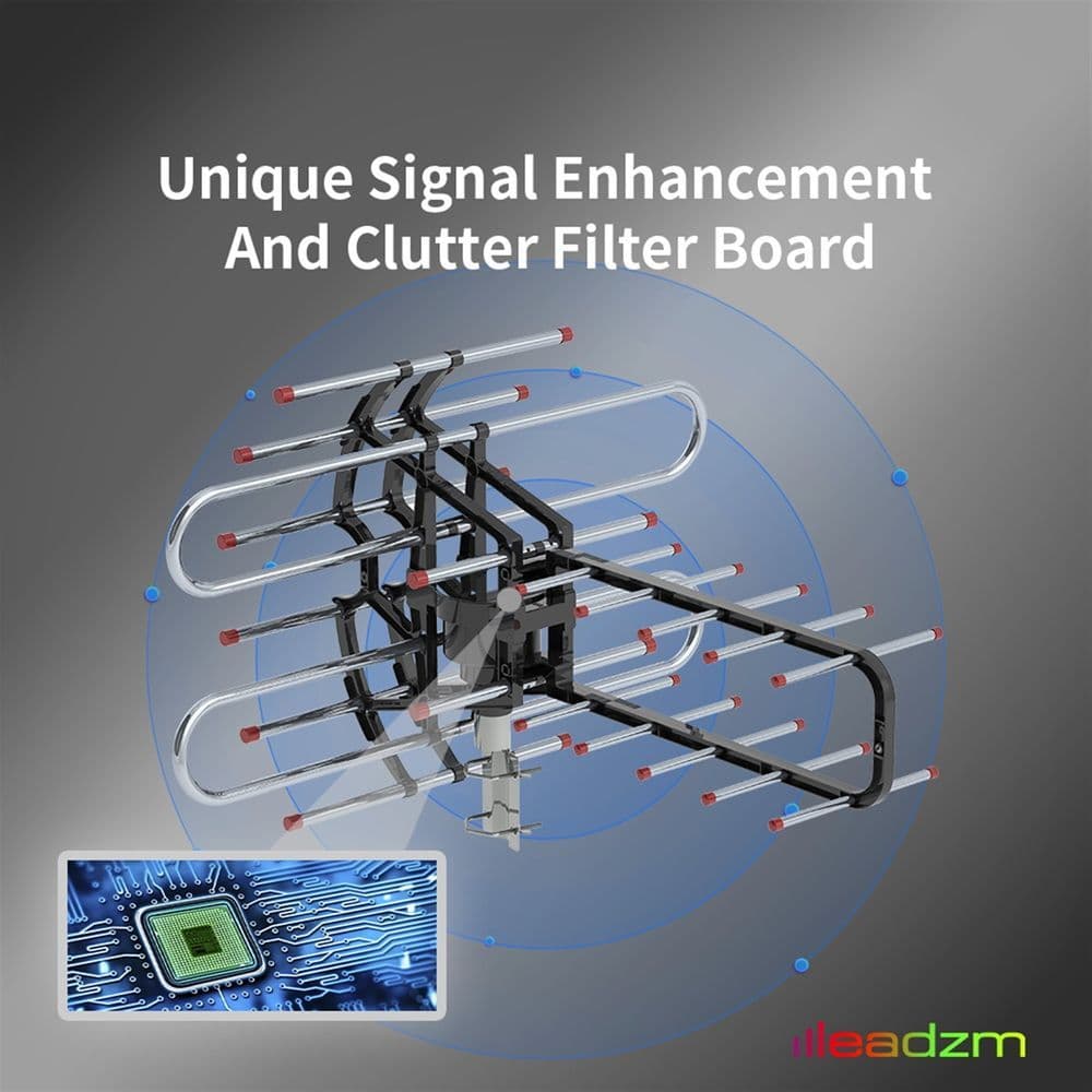 image-TA-851B 360°Rotation UV Dual Frequency 45-860MHz 22-38dB Open Antenna Silver