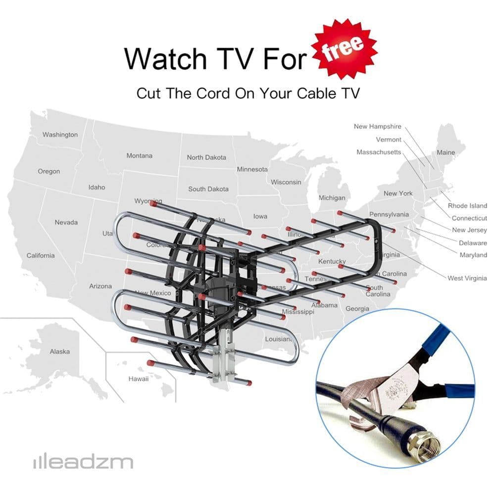 image-TA-851B 360°Rotation UV Dual Frequency 45-860MHz 22-38dB Open Antenna Silver
