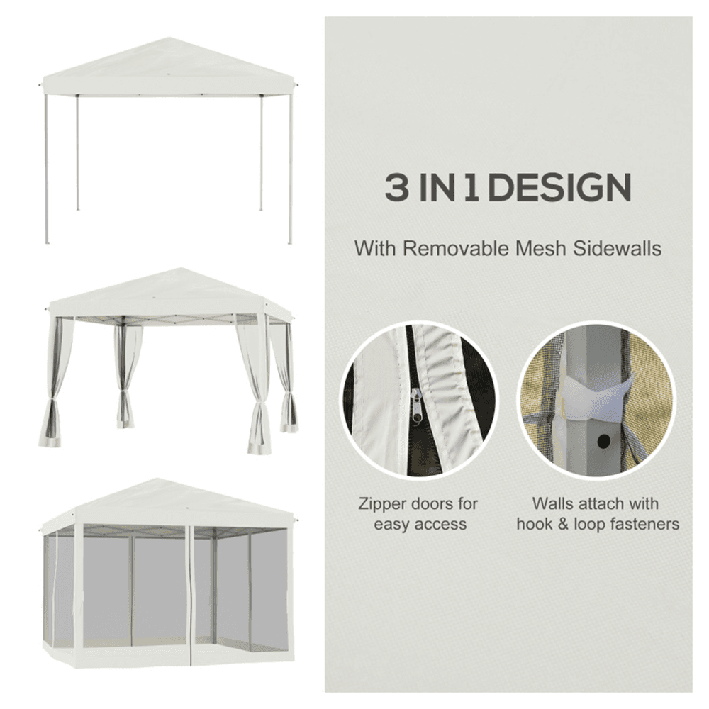 image-3X3M Pop Up Canopy Party Tent with Netting, Instant Gazebo Ez up Screen House Room with Carry Bag Height Adjustable-AS
