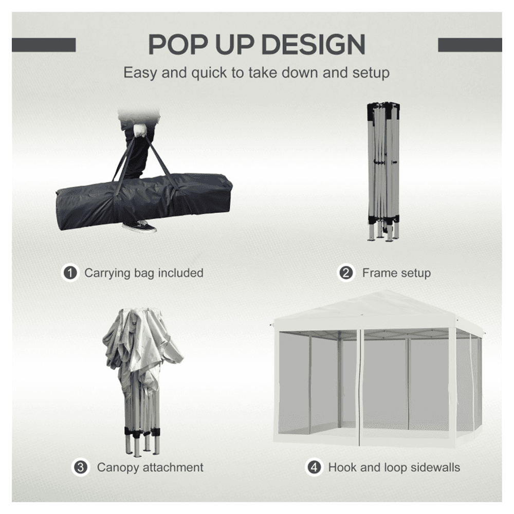 image-3X3M Pop Up Canopy Party Tent with Netting, Instant Gazebo Ez up Screen House Room with Carry Bag Height Adjustable-AS