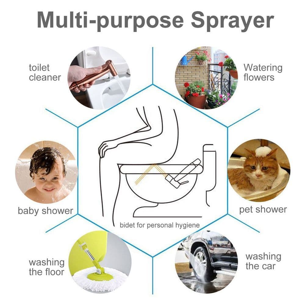image-Bidet Sprayer for Toilet, Handheld Cloth Sprayer, Bathroom Sprayer Kit Spray Attachment with Hose, Stainless Steel Easy Install Great Water Pressure for Bathing Pets, Feminine Hygiene