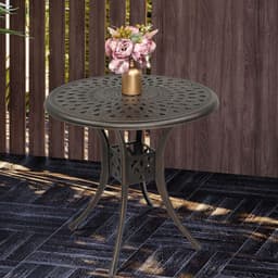 image-78*78*75cm Circular Diamond Top Courtyard Cast Aluminum Table Bronze