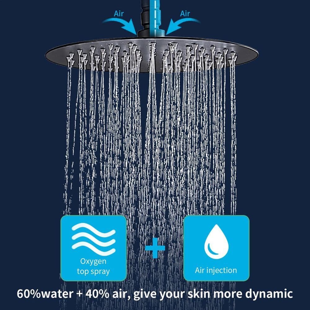 image-Shower System Shower Faucet Combo Set Wall Mounted with 10" Rainfall Shower Head and handheld shower faucet, Matte Black Finish with Brass Valve Rough-In
