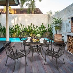image-90*90*75cm Round Top Courtyard Cast Aluminum Table Bronze