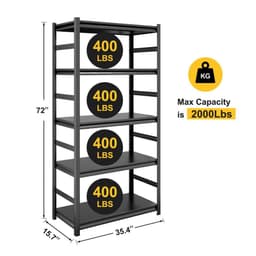 image-H72 * W35.4 * D15.7 Storage Shelves 5 Tier Heavy Duty Metal Shelving Unit Adjustable Shelving Units and Storage Rack Kitchen Garage Shelf