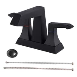image-2-Handle Heavy Duty Bathroom Faucet with Drain and Supply Kits, Modern Style Lavatory Deck Mounted Faucet Matte Black 4001-MB