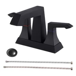 image-2-Handle Heavy Duty Bathroom Faucet with Drain and Supply Kits, Modern Style Lavatory Deck Mounted Faucet Matte Black 4001-MB