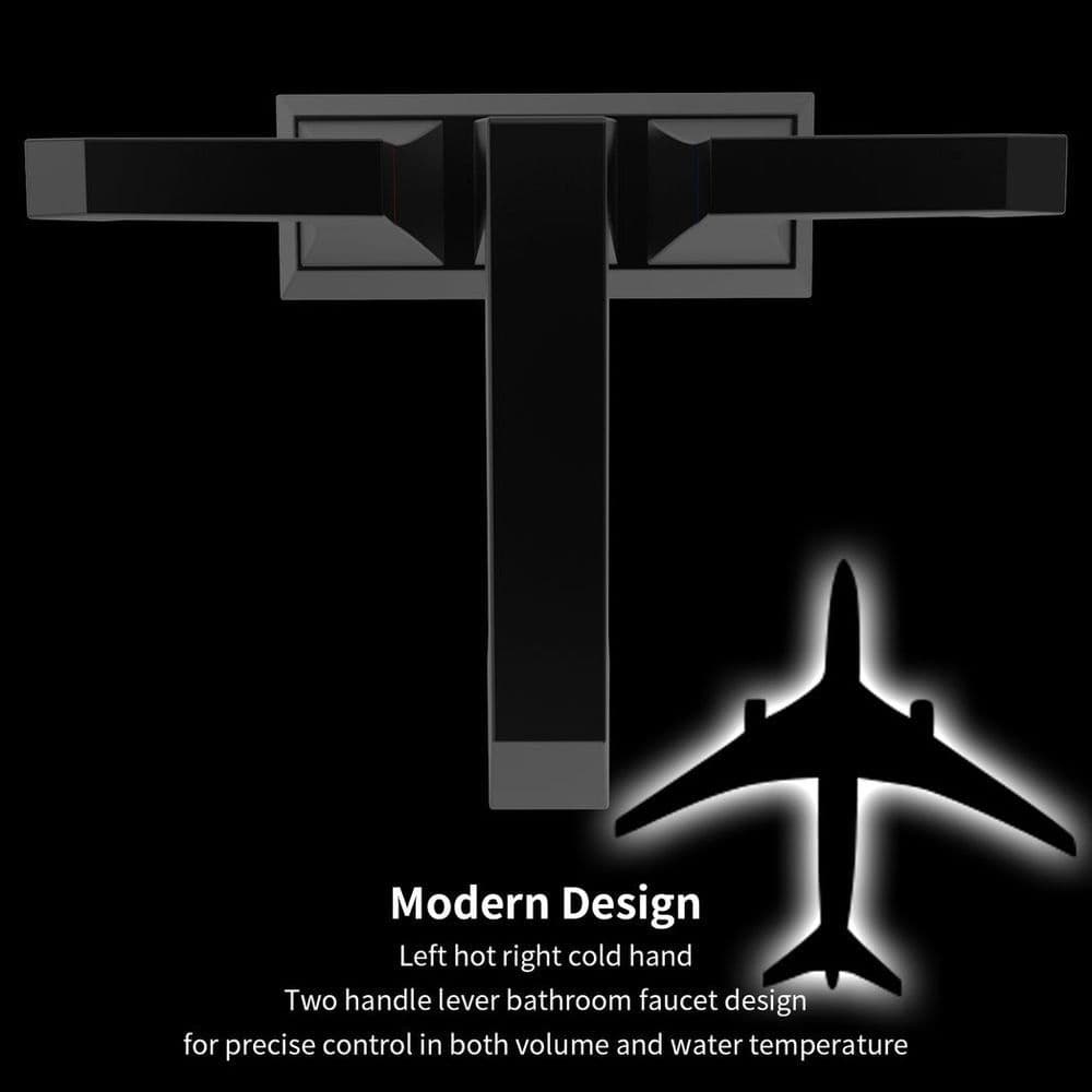 image-2-Handle Heavy Duty Bathroom Faucet with Drain and Supply Kits, Modern Style Lavatory Deck Mounted Faucet Matte Black 4001-MB