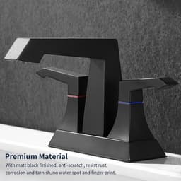 image-2-Handle Heavy Duty Bathroom Faucet with Drain and Supply Kits, Modern Style Lavatory Deck Mounted Faucet Matte Black 4001-MB