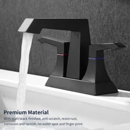 image-2-Handle Heavy Duty Bathroom Faucet with Drain and Supply Kits, Modern Style Lavatory Deck Mounted Faucet Matte Black 4001-MB