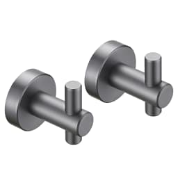 image-Round Base Wall Hanging Hook - Gun Grey Hook, 2 Pack, for Entry Shoe Cabinet, Wardrobe Bathroom Bedroom Furniture Hardware