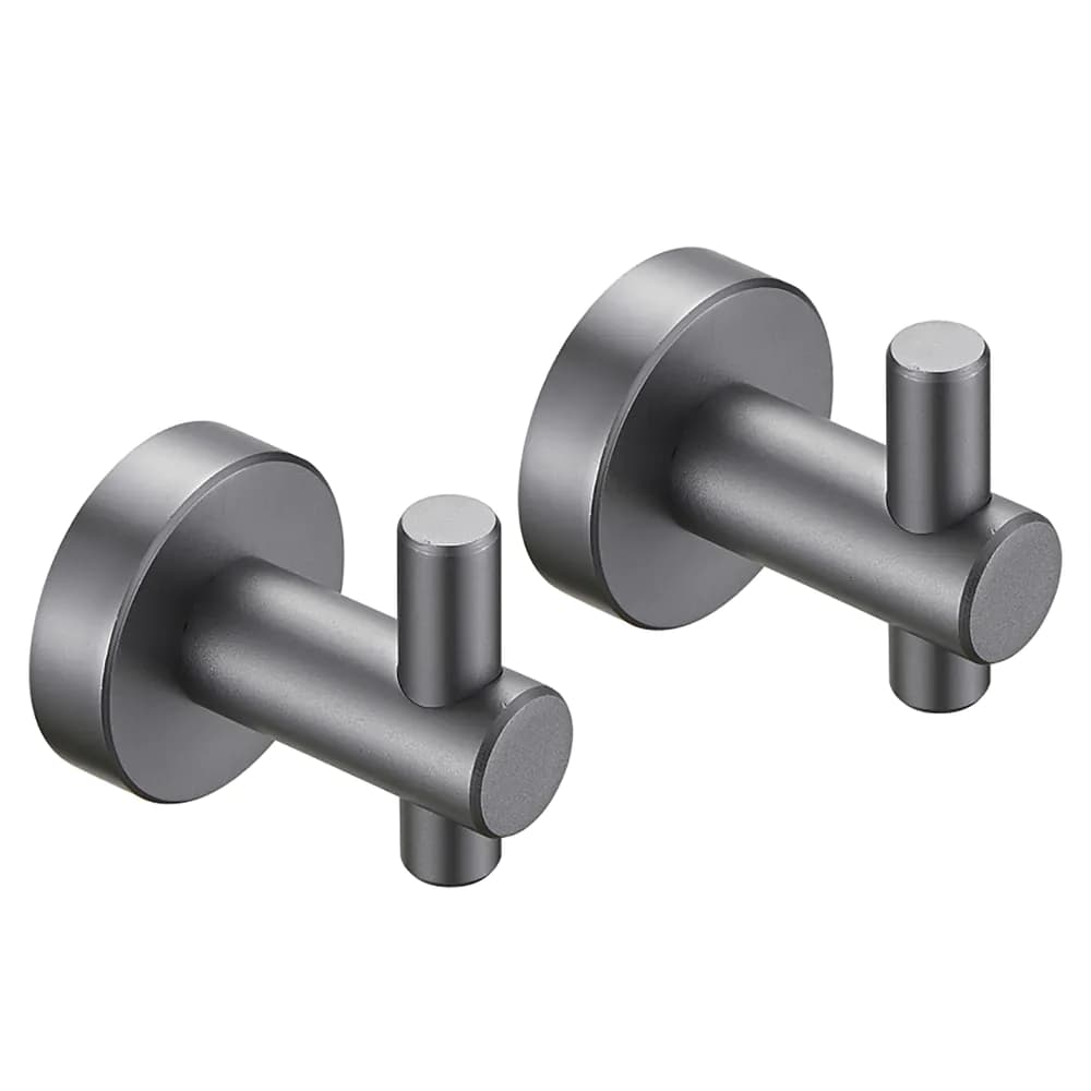 image-Round Base Wall Hanging Hook - Gun Grey Hook, 2 Pack, for Entry Shoe Cabinet, Wardrobe Bathroom Bedroom Furniture Hardware
