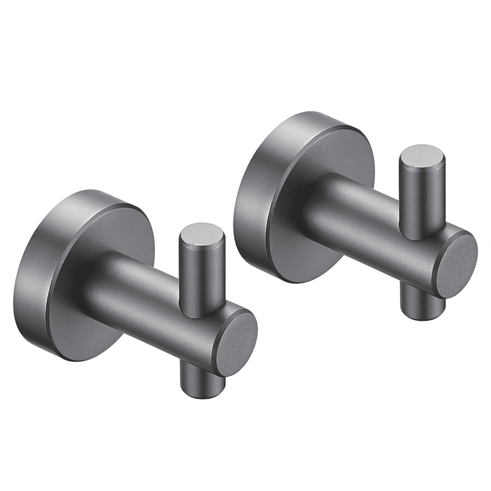 image-Round Base Wall Hanging Hook - Gun Grey Hook, 2 Pack, for Entry Shoe Cabinet, Wardrobe Bathroom Bedroom Furniture Hardware