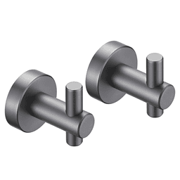 image-Round Base Wall Hanging Hook - Gun Grey Hook, 2 Pack, for Entry Shoe Cabinet, Wardrobe Bathroom Bedroom Furniture Hardware