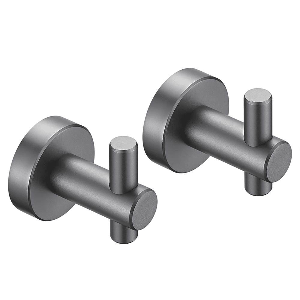 image-Round Base Wall Hanging Hook - Gun Grey Hook, 2 Pack, for Entry Shoe Cabinet, Wardrobe Bathroom Bedroom Furniture Hardware
