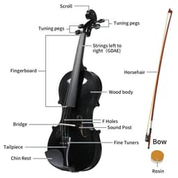 image-【Do Not Sell on AmazonFull Size 4/4 Violin Set for Adults Beginners Students with Hard Case,Violin Bow,Shoulder Rest,Rosin,Extra Strings and Sordine